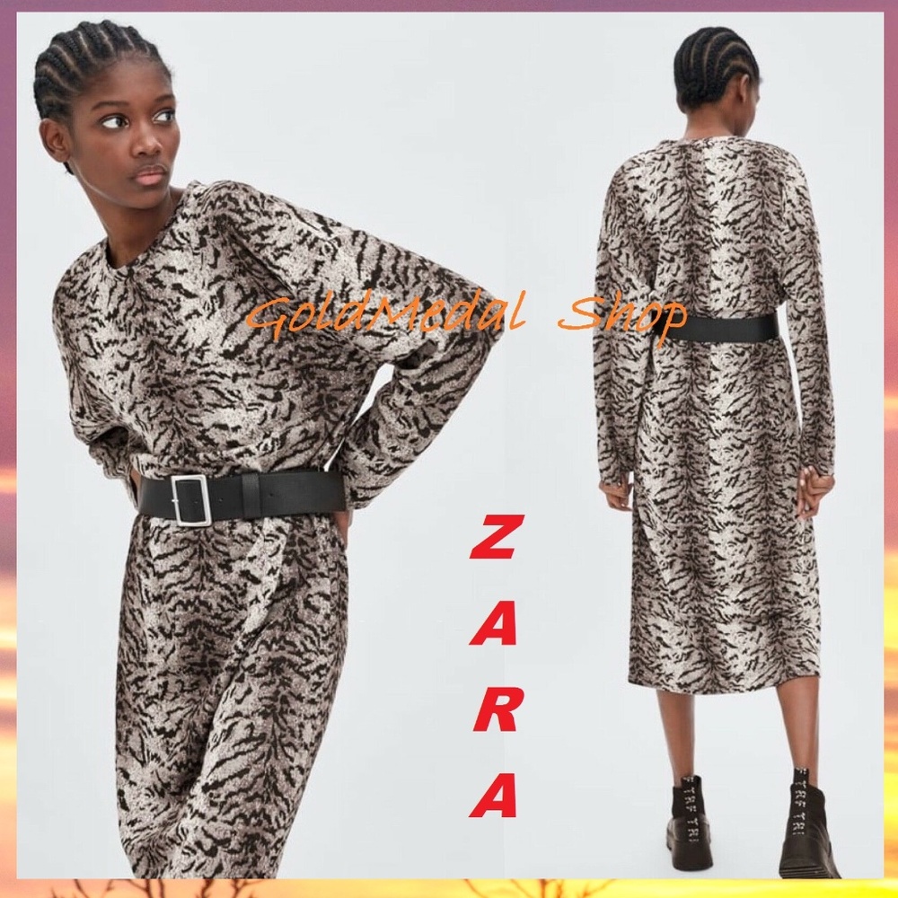 ZARA Belted Animal Print New Dress Sizes: S; M